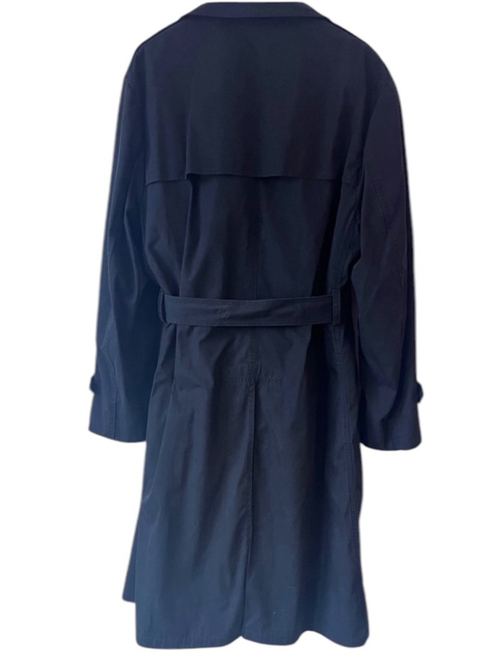 Military Tench Coat Mens 44R  Black Double Breasted Lined Belted Classic Preppy - Picture 4 of 9